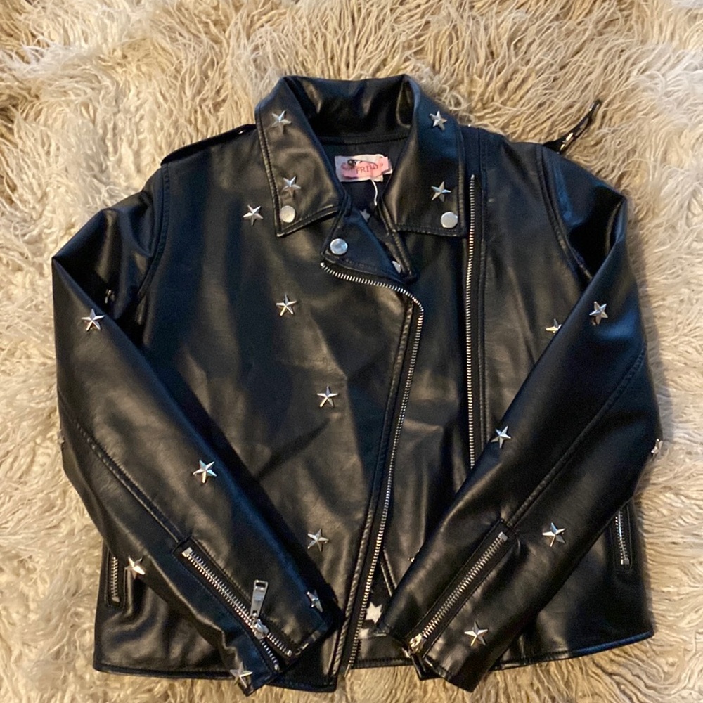 Black Star-Studded Kids Jacket